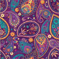 Soft Pastel Paisley Background &ndash; Gentle pastel color palette with delicate paisley and flower illustrations forming a seamless backdrop perfect for feminine designs.