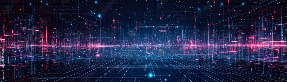 Aufkleber abstract digital network pattern of glowing lines.