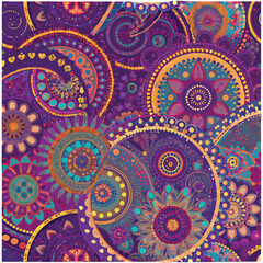 Minimalist Paisley Pattern – Simplified paisley outlines and small botanical elements arranged in a clean, elegant seamless design with a modern aesthetic.