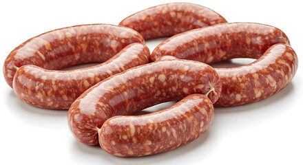 Fototapeta premium Italian Sausages Isolated on White Background. American food