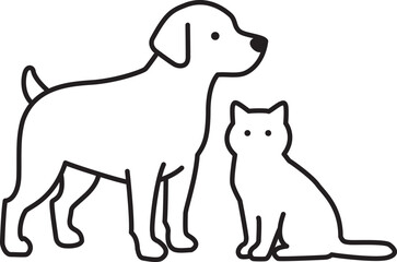 犬猫のシンプルなアイコンベクター