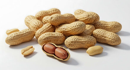 Peanuts isolated on white background. American food