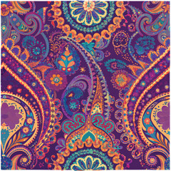 Romantic Paisley Garden Pattern – Soft, pastel-colored paisley forms filled with blooming garden flowers, butterflies, and curling tendrils on a seamless background.