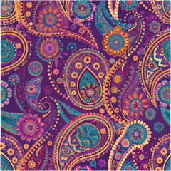 Black and White Paisley Floral Wallpaper – Monochrome repeating pattern with high-contrast paisley outlines and floral detailing. Ideal for elegant stationery or textiles.