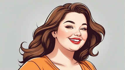 Plus size woman Tilting the head slightly with a playful smile background