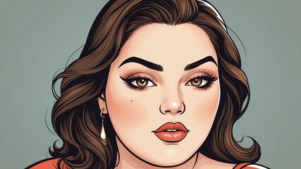 Plus size woman Eyebrow raised with a hint of surprise or intrigue background