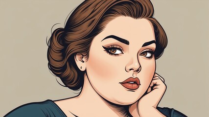 Plus size woman Eyebrow raised with a hint of surprise or intrigue background