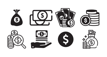 Money & Payment Icons Set – Finance, Banking, Transaction & Cash Symbols.