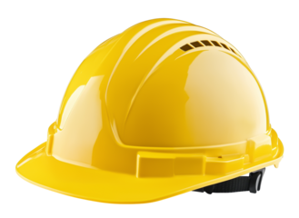 Yellow helmet engineer hat isolated on white background png transparent clipart.