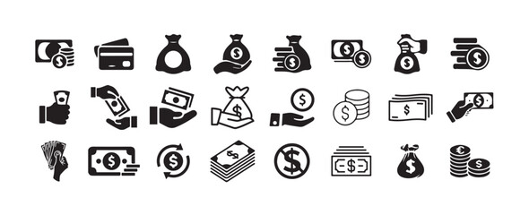 Money & Payment Icons Set – Finance, Banking, Transaction & Cash Symbols.