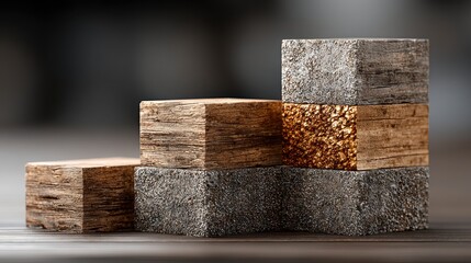 Stacked Wooden Blocks  Business Growth  Strategy  Success