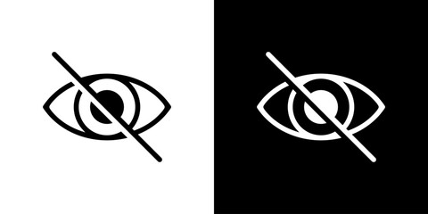 Hidden eye, sensitive content icon. Invisible, hide, private sign symbol