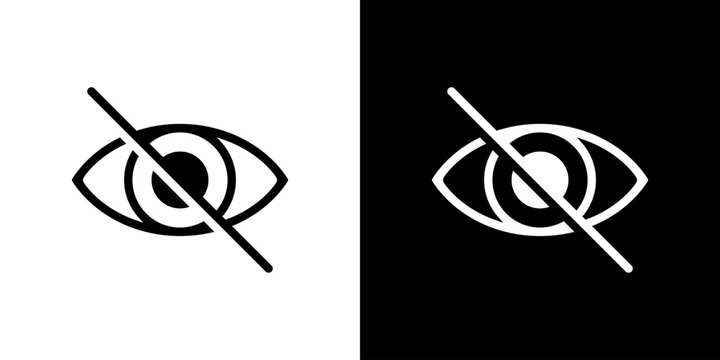 Hidden eye, sensitive content icon. Invisible, hide, private sign symbol