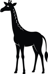 A giraffe silhouette vector illustration depicts a wild mammal standing tall