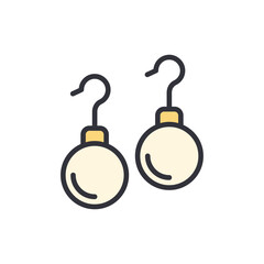 Isolated Pair Of Minimalist Earrings In Light Colors On Transparent Background