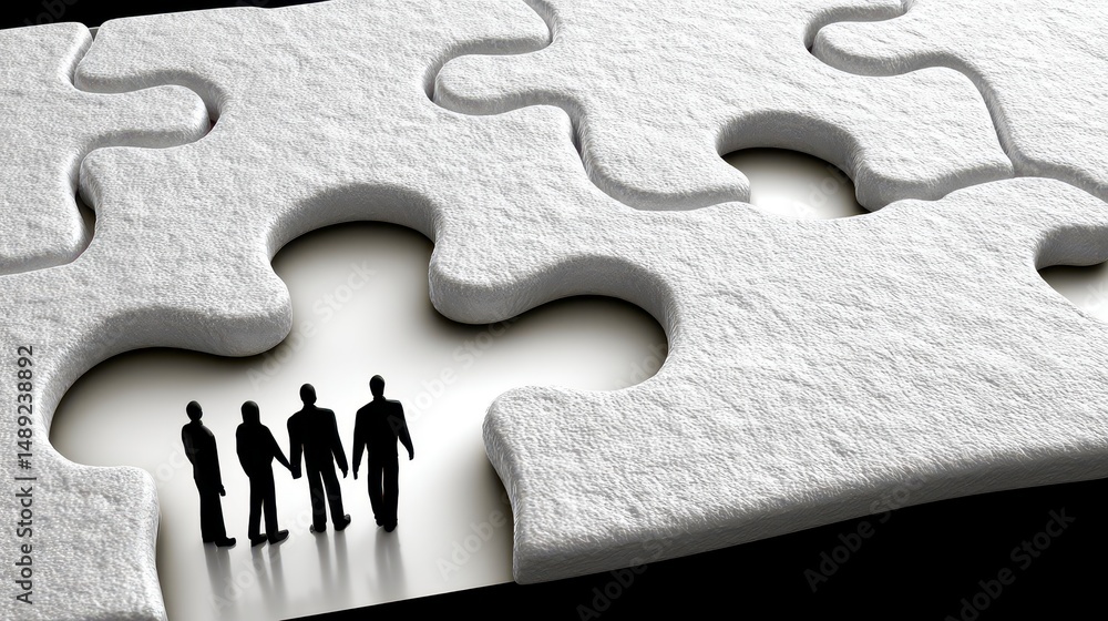 Aufkleber team collaboration jigsaw puzzle business solution problem solving teamwork concept