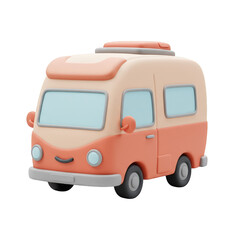 Cute Campervan 3D Illustration isolated on transparent background