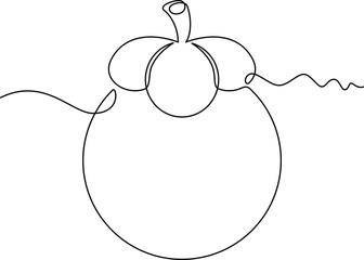 one line art Mangosten  vector illustration. line art, one continuous line, simple, hand drawn and sketch style. for icons, symbols, signs or logos. PNG