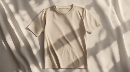 Beige t shirt flat lay