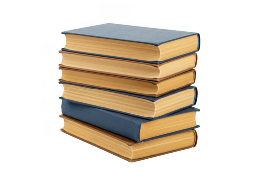 Stack of old books isolated on transparent background