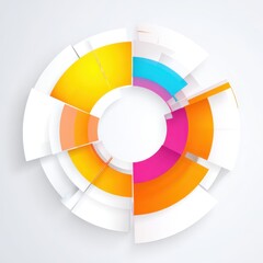 Fototapeta premium Circular Abstract Design with Vibrant Colors in Geometric Shapes and Fragmented Patterns Creating a Modern and Artistic Visual Appeal