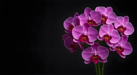 Stunning Photorealistic Pink Orchid Bouquet on Black Background