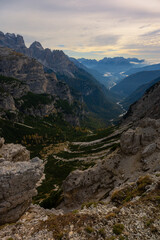 The specular landscape of way to Cadini di Misurina - Tre Cime trail routh, Dolomite, Italy.