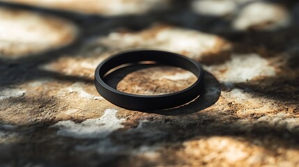 Black rubber ring on textured surface