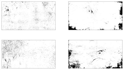 Grunge material monochrome set textures with dirty old surfaces with scratches, Set of vector paint brush stroke, ink splash and grungy decoration elements for social media.