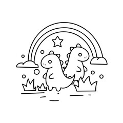 Hand drawn coloring page illustration isolated on white