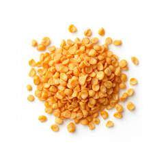 Pile of Split Yellow Peas on White Background
