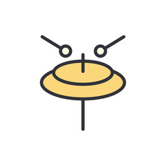 Stylized Cymbal With Drumsticks For Musical Performance Concept