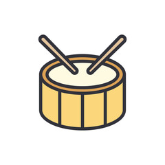 Whimsical Drum And Drumsticks Illustration On Transparent Background