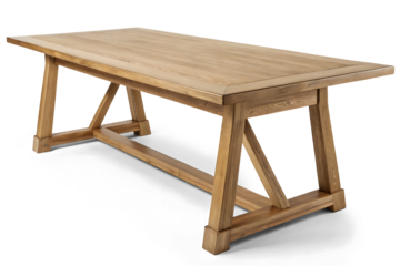 A wooden table isolated on white or transparent background