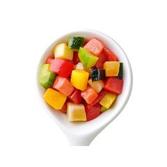 Colorful Diced Vegetable Medley in White Bowl - Overhead Shot
