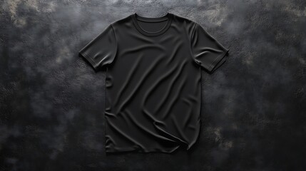 Blank black t shirt mockup on dark background