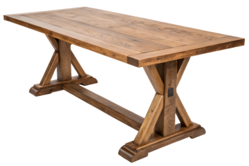 A simple wooden table isolated on white or transparent background