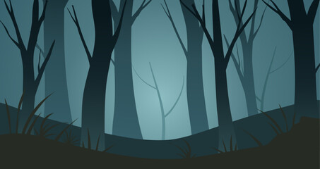 Obraz premium Landscape of forest in the night 