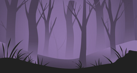 Landscape of forest in the night 