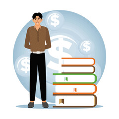 Investing money in knowledge and education concept.