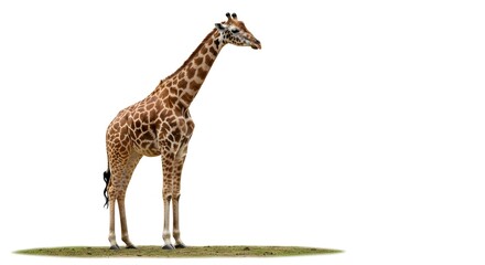 Obraz premium Giraffe Standing on White Background with High Quality Image