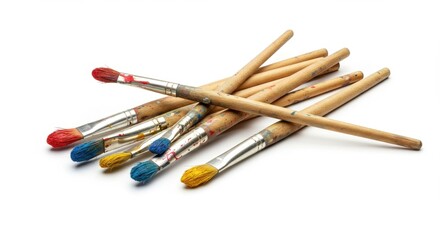 Colorful paintbrushes on white background