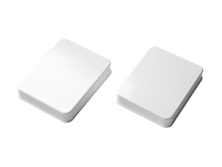 Two blank, white, rectangular, square-edged containers