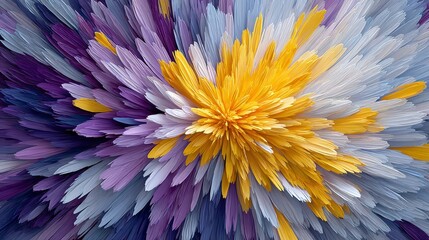 Fototapeta premium Abstract Purple Yellow Blue Flower Burst Digital Art High Resolution Image