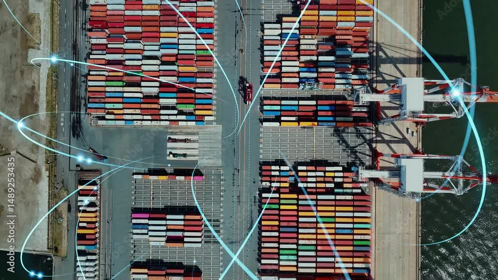 Poster container yard and communication network concept