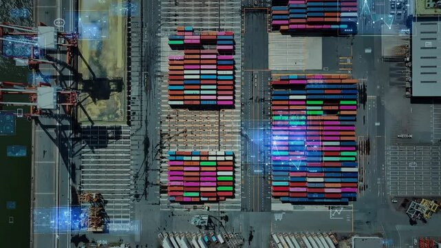 コンテナヤードとデジタルテクノロジーのコンセプト