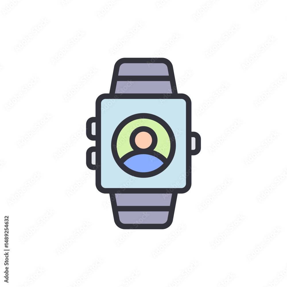 Poster smartwatch displaying user profile icon with transparent background