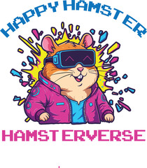 Hamster Retro, Smiling wearing VR glasses.