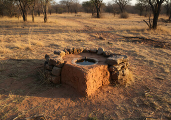 Rustic water source in dry savannah