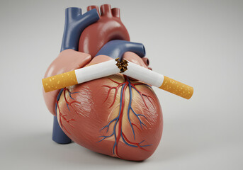 Smoking damage to heart illustration